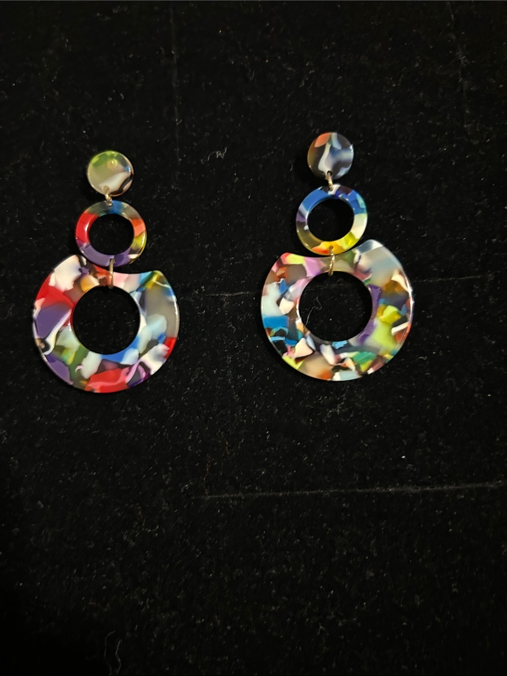 Multicolor Resin Hoop Drop Earrings - Women Jewelry
